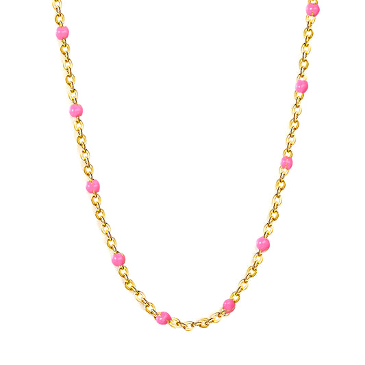Mixed color/pink/blue oil drip 04 cross chain *35+5cm necklace Gold color