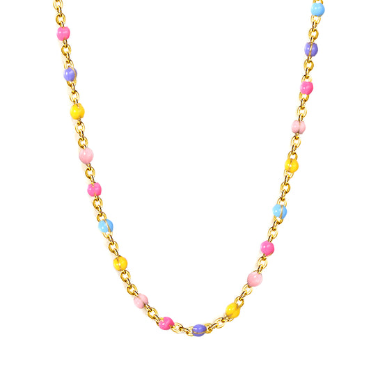 Mixed color/pink/blue oil drip 04 cross chain *35+5cm necklace Gold color