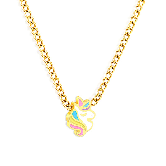 Thick 1.2*6.2*8.5mm Unicorn Accessories Side Chain 1.4mm*40+5cm Necklace Gold Color