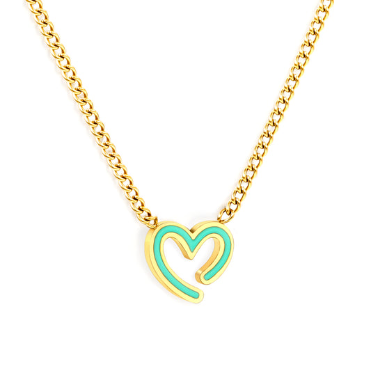 Thick 1.2*8.3*7.5mm open heart circle accessories side chain 1.4mm*40+5cm necklace gold color