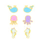 7*5.2mm whale, 7.2*6.8mm octopus+5.4*6.5mm jellyfish, 4*7.6mm seahorse Oil dripping 1.2mm thick 0.8*9mm pin Three pairs of mixed screw plug earring set Gold Color
