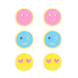 6.3m round hippie face, 6.3mm round obsessed face, 6.3mm round smiley face Oil dripping 1.2mm thick 0.8*9mm pin Three pairs of mixed screw plug earrings set Gold color