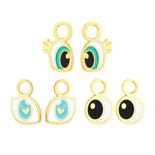 7*11.5mm eye 1, 7.8*12mm eye 2, 10*10.8mm eye 3 three pairs of mixed oil drip accessories set gold color
