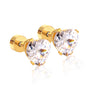 12 pair 6mm Steel/Gold Heart White/Black/Blue CZ Screw Plugs
